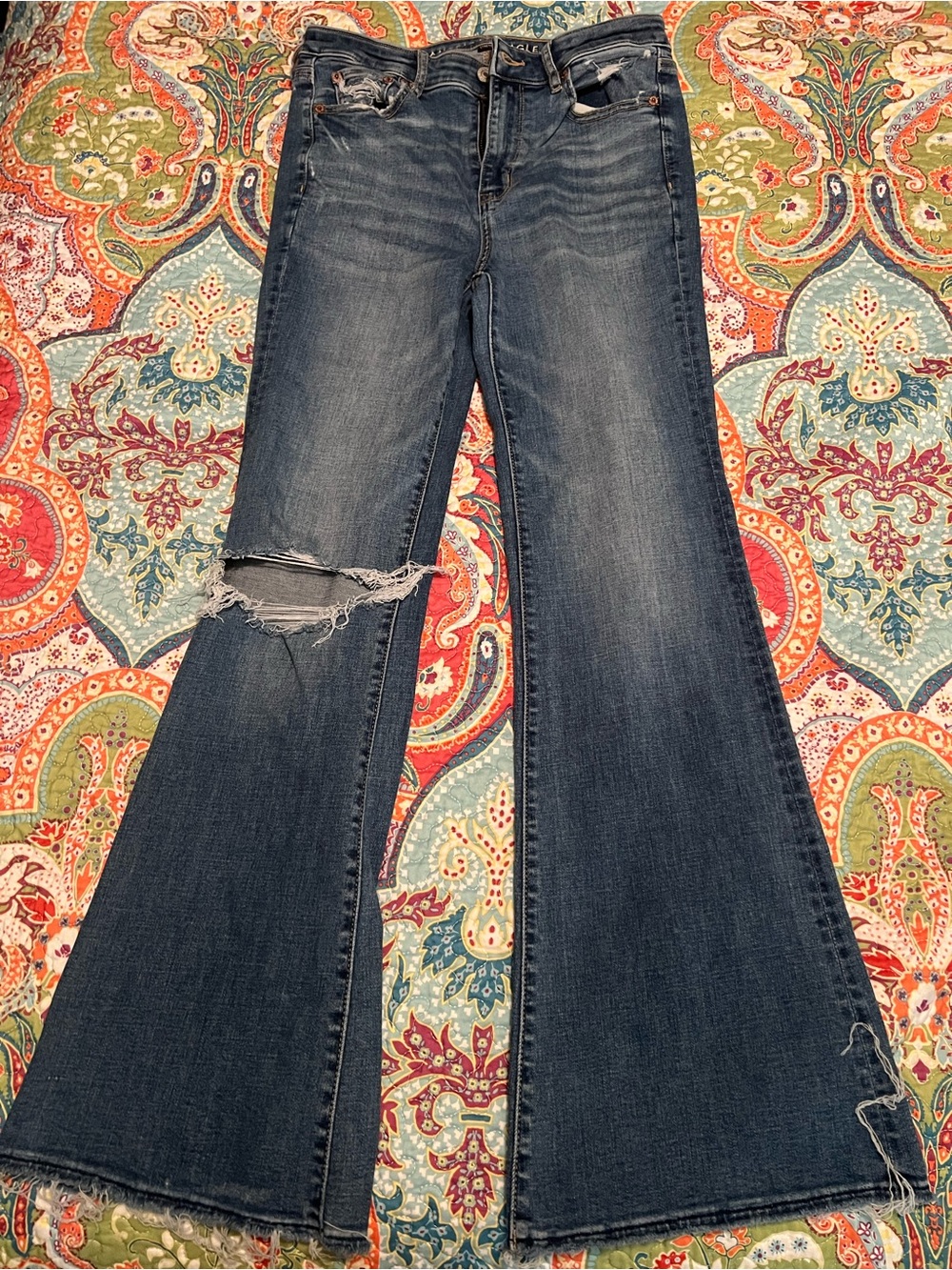 AE Womens Dark Wash Flared Jeans